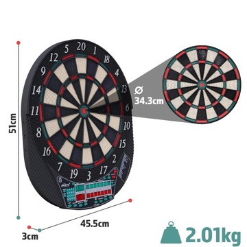 DART TABLICA ELEKTRONICZNA TARCZA DO DARTA GRY W RZUTKI 12x LOTKI BULL V3