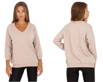 Bluzka Damska z rękawem 3/4 dekolt w serek - L/XL