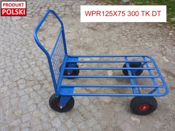 WÓZEK PLATFORMOWY TRANSPORTOWY Z RUREK 125 x 75 NA KÓŁKACH PNEUMATYCZNYCH