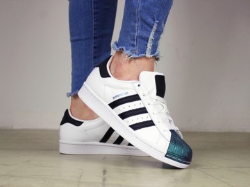 damskie buty Adidas Superstar UNIKAT SKÓRA trampki skórzane sneakersy białe