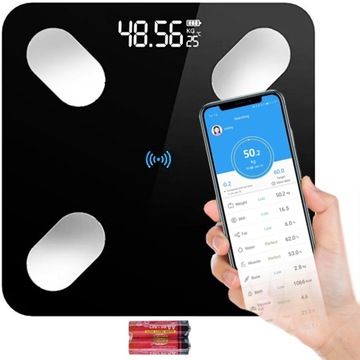 WAGA ŁAZIENKOWA BLUETOOTH ANALITYCZNA SLIM APLIKACJA ANDROID/iOS SMART