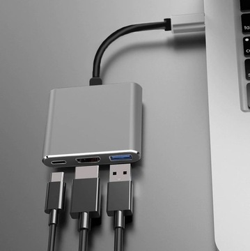 Адаптер TYPE C Конвертер HDMI USB 4K для MacBook Air