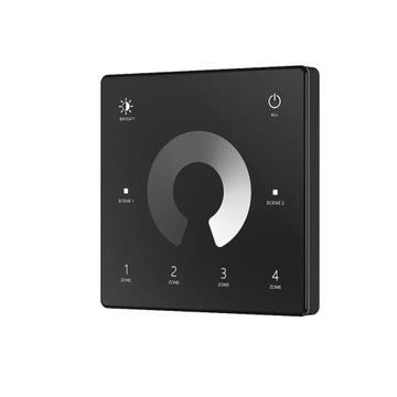Pilot Mono Ściemniacz Panel Czarny Naścienny 4 strefy LED RF2.4GHz Seria SD