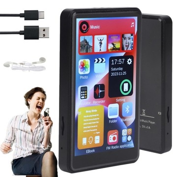ODTWARZACZ MP4 MP3 EKRANEM DOTYKOWYM BLUETOOTH GŁOŚNIK 16 GB 1000 MAH USB