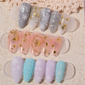 Рождественские наклейки для ногтей с 3D снежинками E216