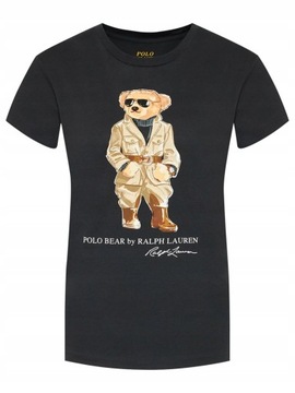 t-shirt polo ralph lauren premium damska koszulka czarna mis BEAR