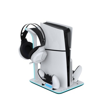 RGB ORGANIZATOR STACJA ŁADUJĄCA DO DualSense+PS5 SLIM 2023 COOLING FAN