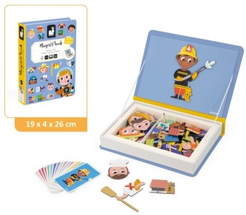 Магнитный пазл Magnetibook Professions - развивающая игрушка, 3+, Janod