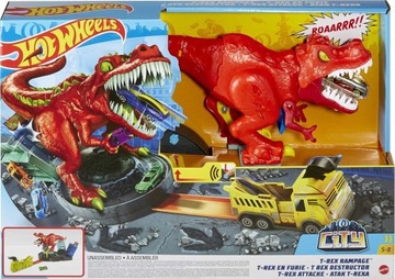 Hot Wheels City ATAK T-REX rampa wyrzutnia tor ZESTAW XXL GWT32