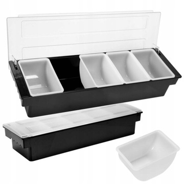 YATO BARTMAN КОНТЕЙНЕР ДЛЯ ОЛИВОК И ЛИМОНОВ ДЛЯ НАПИТКОВ, ЧЕРНЫЙ, 5 ВСТАВОК