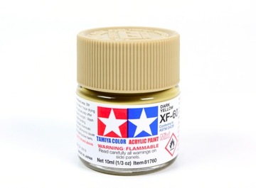 MODELARSKA FARBA AKRYLOWA ŻÓŁTA MATOWA TAMIYA 10ml XF-60 DARK YELLOW (M)