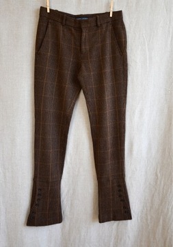 Unikat spodnie wKratę krata wełna jedwab brązCzekolada Ralph Lauren Premium
