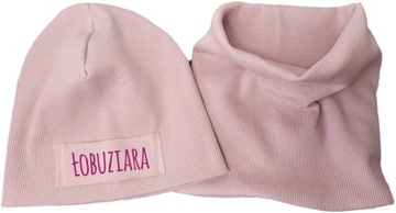 Czapka komin prążek brudny róż Łobuziara F 46/52