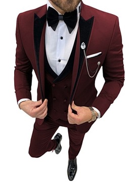 MD garnitur męski marynarka spodnie bordowy | 4XL