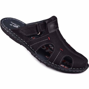 Pánske kožené papuče kryté čierne Kampol veľ.39