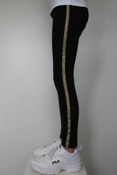 Legginsy Getry Czarne Złoty Lampas 164