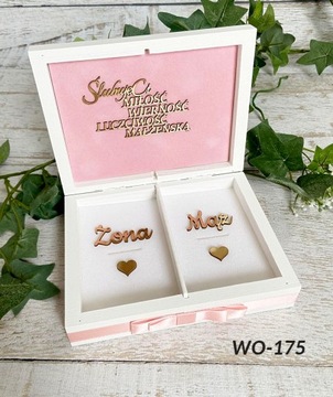 Шкатулка для обручальных колец, декор из белого золота НОВИНКА