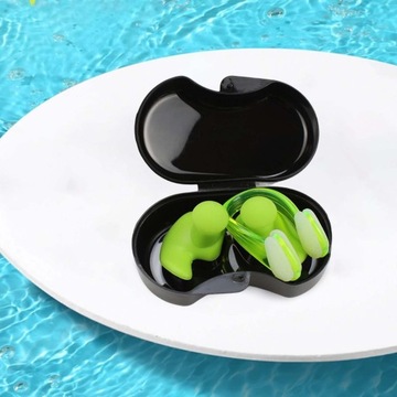 Тренировочные зеленые беруши для плавания и набор зажимов для носа