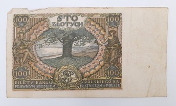 Старая коллекционная банкнота Польша 100 злотых 1934 года.
