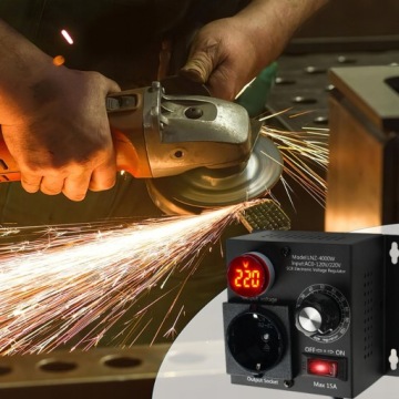 ЭЛЕКТРОННЫЙ СТАБИЛИЗАТОР НАПРЯЖЕНИЯ 0-220V РЕГУЛИРУЕМЫЙ 4000W ЧЕРНЫЙ