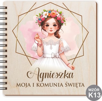 ALBUM NA ZDJĘCIA DREWNIANY PREZENT NA KOMUNIĘ RÓŻNE WZORY