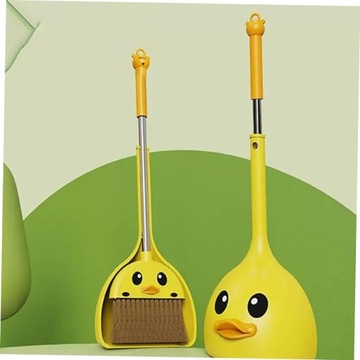 Мини-набор для уборки для детей, метла с совком, желтая утка.