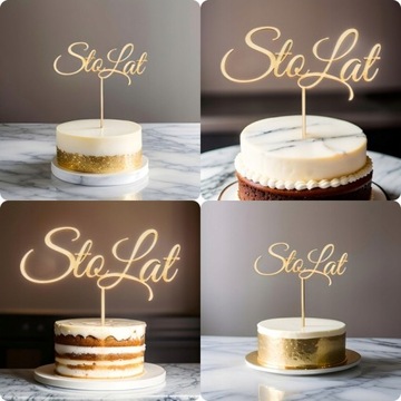 TOPPER NA TORT CZARNA dekoracja HIT TOPER NAPIS 100 STO LAT urodziny OZDOBA