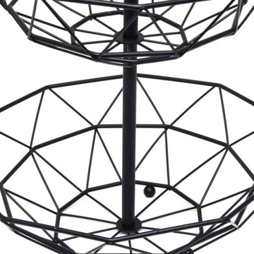 KOSZYK KOSZ NA OWOCE WARZYWA METALOWY PIĘTROWY 2 POZIOMY CZARNY