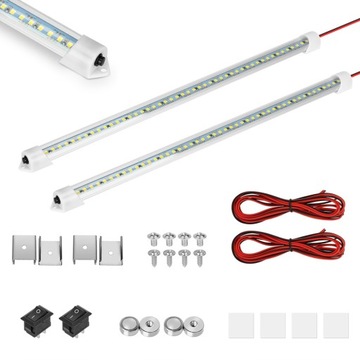RV LAMPA LISTWA ŚWIETLNA LED 12 V 48LED TAŚMY LED 6500K Z WYŁĄCZNIKIEM 2X