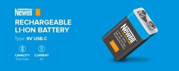 Аккумуляторная батарея Newell 9 В R9 USB-C 500 мАч