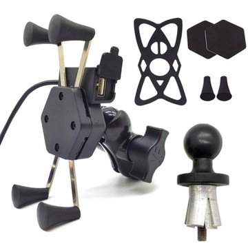 UCHWYT NA TELEFON z ładowarką USB 2.1A MOTOCYKLOWY główka ramy MC7CL-03 CS5