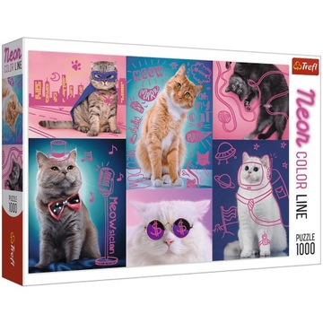PUZZLE TRADYCYJNE 1000 ELEMENTÓW NEONOWE SUPER KOTY 10581 12+