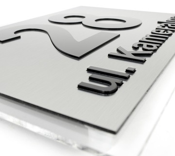 Tablica adresowa adres 3D numer na dom 30x20 szczotkowane aluminium laminat