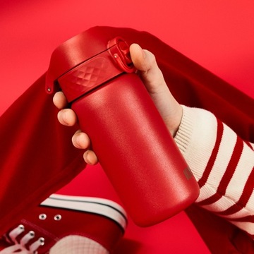 Czerwona stalowa butelka bidon na wodę elegancka do biura szkoły ION8 0,4 l