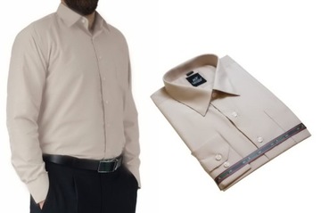 38/39 Elegancka koszula męska do garnituru beżowa