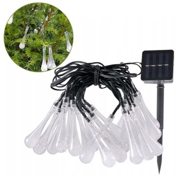 GIRLANDA OGRODOWA SOLARNA ŁAŃCUCH ŚWIETLNY SOPLE 30 LED ŁEZKI