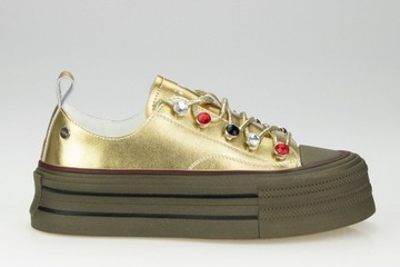 スニーカー GOLDEN  Woman Sneakers Brown GWF00114F00404855520 Women's Running Sole in brown suede and mesh with gold