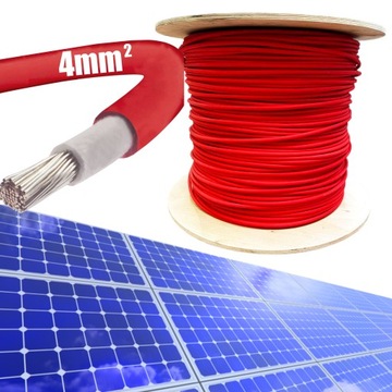 KABEL SOLARNY PRZEWÓD 4mm2 (CZERWONY) NA METRY 1m