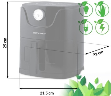 FRYTKOWNICA BEZTŁUSZCZOWA FRYTOWNICA AIR FRYER MOCNA BERDSEN