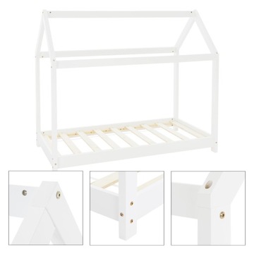 Кровать с крышей и каркасом 80х160 см, сосна белая