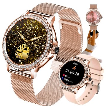 SMARTWATCH DAMSKI MENU PL NX19 ELEGANCKI WODOODPORNE KROKOMIERZ PULS Smart