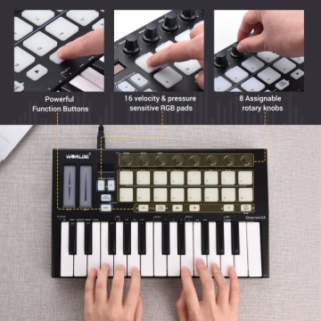 WORLDE Orca mini25 Портативный 25-клавишный USB MIDI
