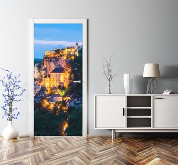 MIASTECZKO NOCĄ naklejka na drzwi folia ozdobna