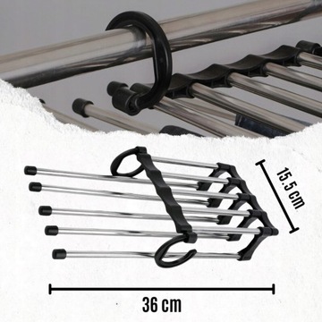 ВЫДВИЖНАЯ ВЕШАЛКА ДЛЯ БРЮК НА 5 ПАР, ЧЕРНАЯ