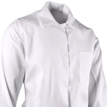 Халат женский МЕДИЦИНСКИЙ ЛАБОРАТОРНЫЙ, комбинезон БЕЛЫЙ, ПРОЧНЫЙ, кнопки, здоровье и безопасность