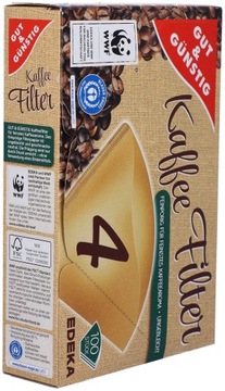 Filtry do kawy papierowe rozmiar 4 100szt Edeka DE do ekspresu ekspresów