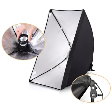 ZESTAW FOTOGRAFICZNY 2X LAMPA FOTOGRAFICZNA + STATYW + SOFTBOX 50X70cm X2