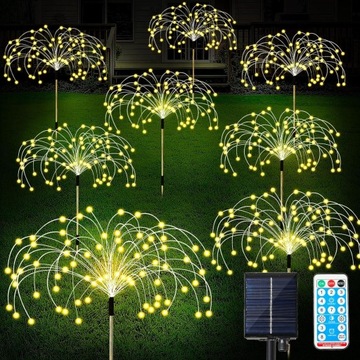 4 шт. СОЛНЕЧНЫЕ САДОВЫЕ ФОНАРИ DELELDS ФЕЙЕРВЕРКИ УКРАШЕНИЕ 480 LED + ПУЛЬТ ДИСТАНЦИОННОГО УПРАВЛЕНИЯ