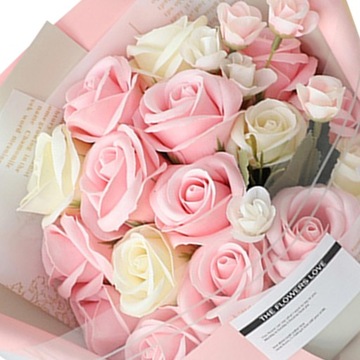 Мыльный букет Flower Box Rose Искусственные цветы в коробке Подарок светло-розовый