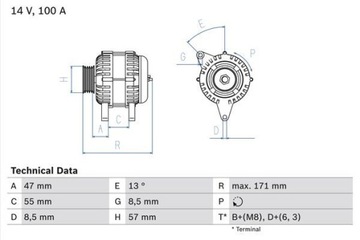 ALTERNÁTOR 100A 0 986 040 370 BOSCH VOLVO C70 S40